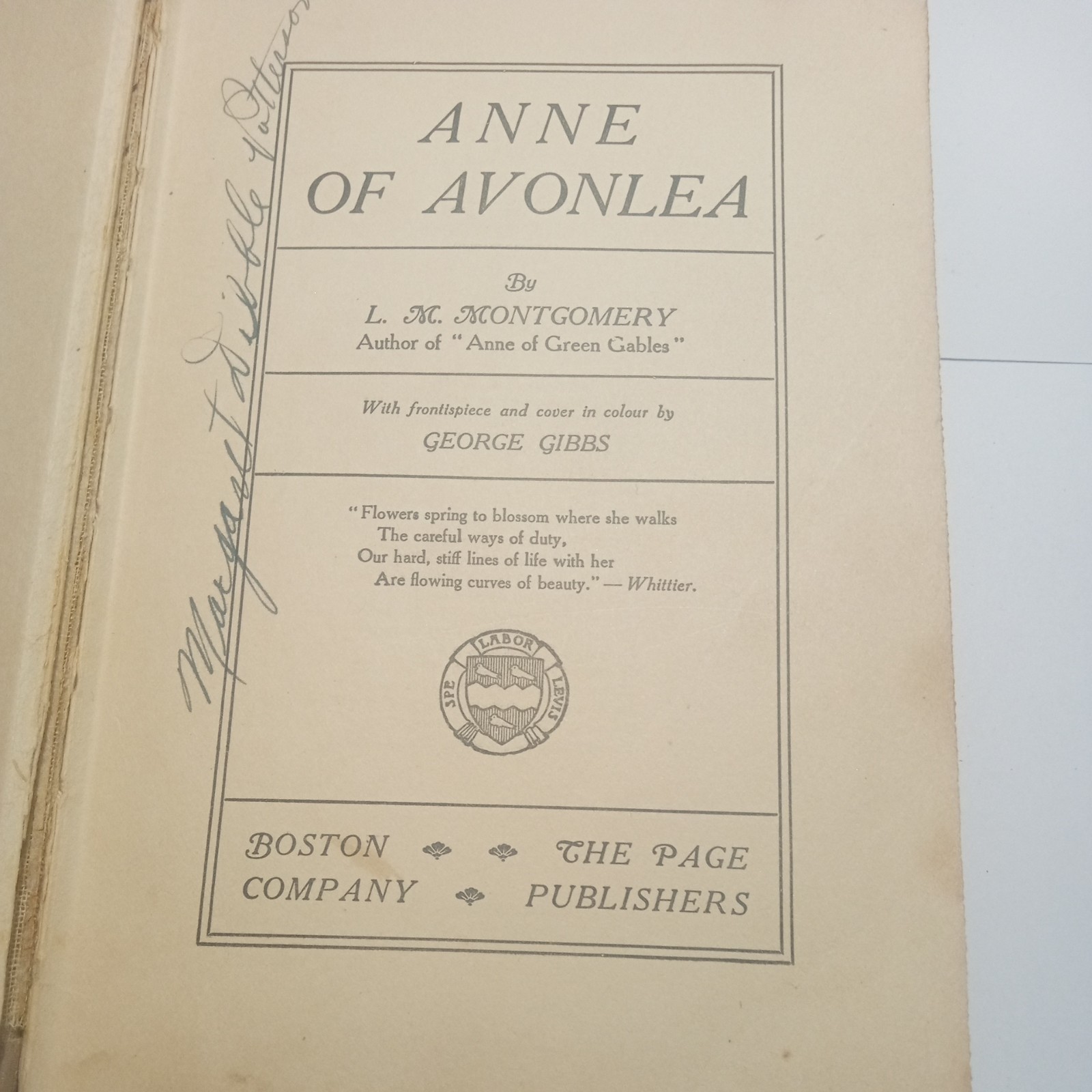 Anne of Avonlea L.M Montgomery Grosset & Dunlap Illustrated by George Gibbs 1909