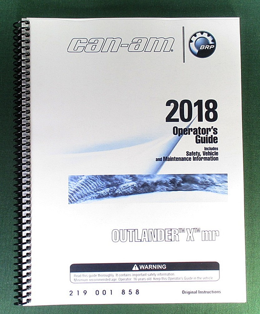 2018 Can-Am Outlander 650 X MR Owner’s Manual: 204 Pages & Protective Covers!