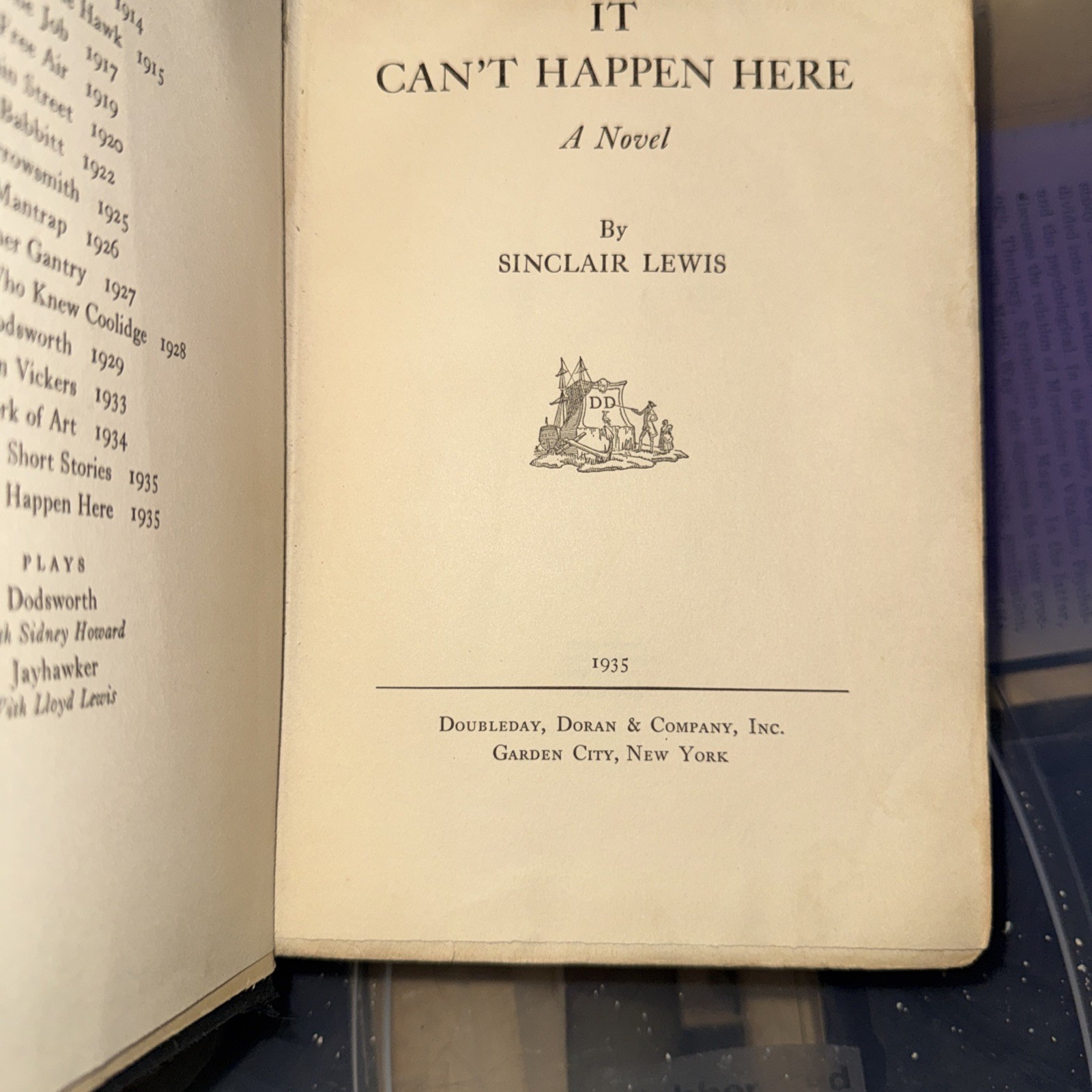 Sinclair Lewis IT CAN’T HAPPEN HERE 1935 Sun Dial Press, NY Hardcover