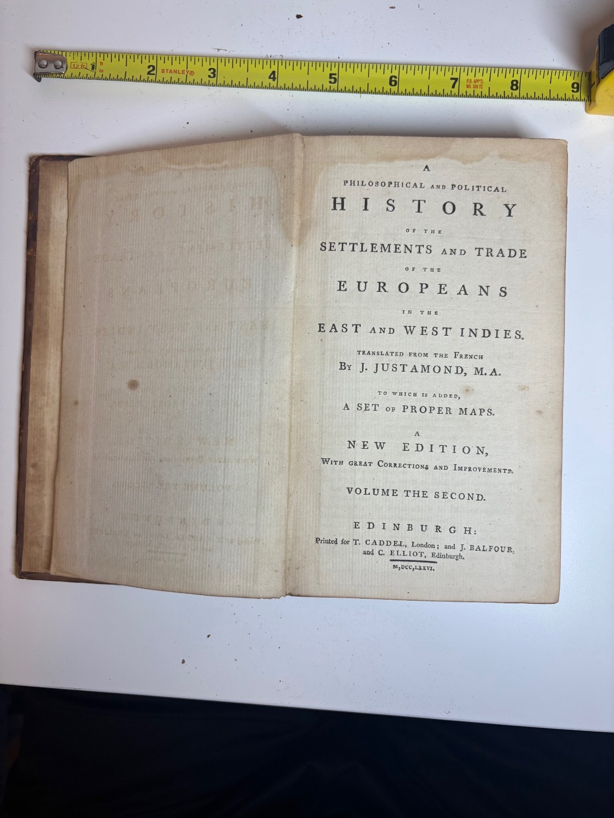 1776 4-Volume set (with maps) of european trade in the East and West Indies