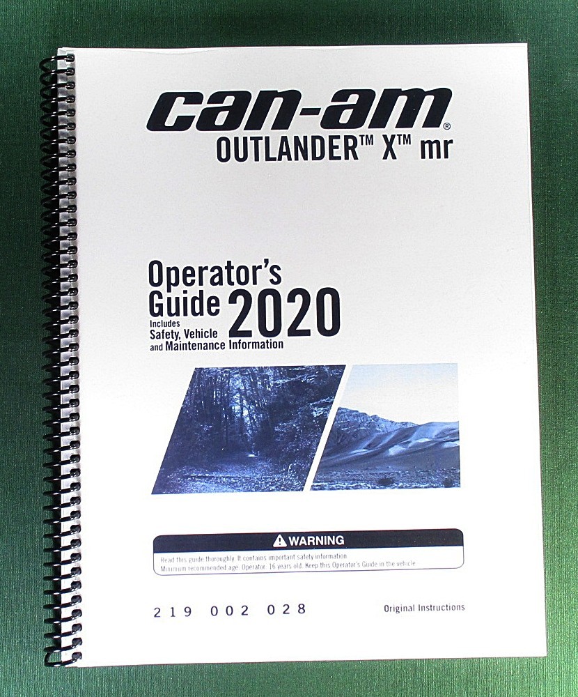2020 Can-Am Outlander 650 X MR Owner’s Manual: 212 Pages & Protective Covers!