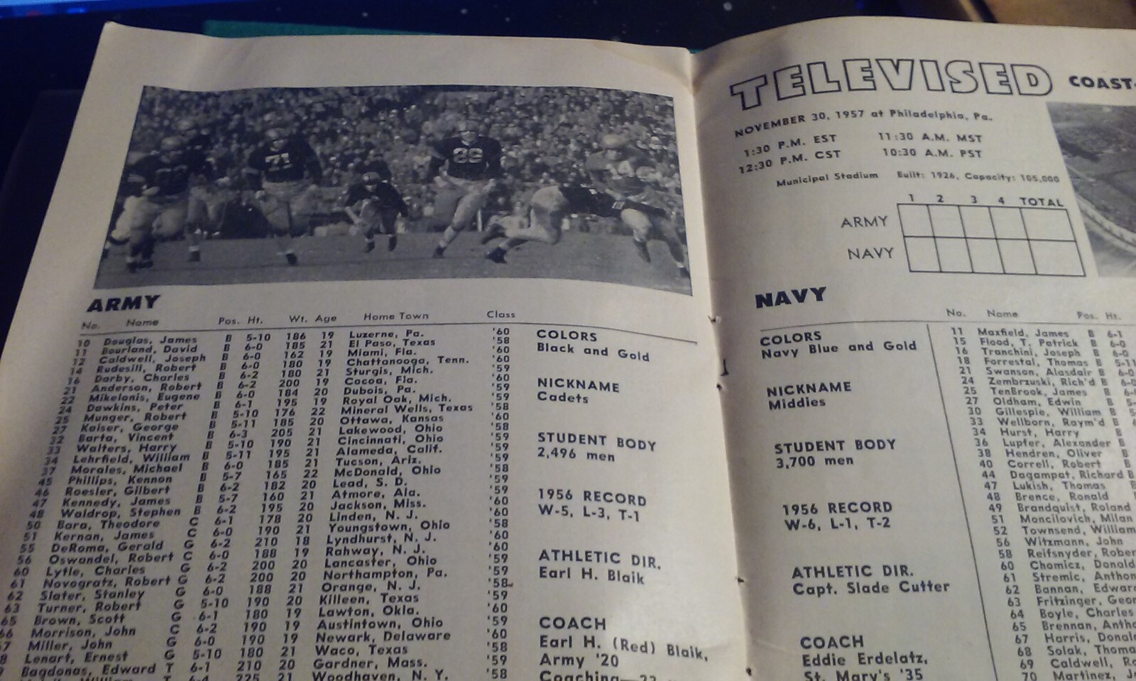 1957 COLLEGE FOOTBALL TELEVISION HANDBOOK Magazine Ford Glass Sponsor 34-pages