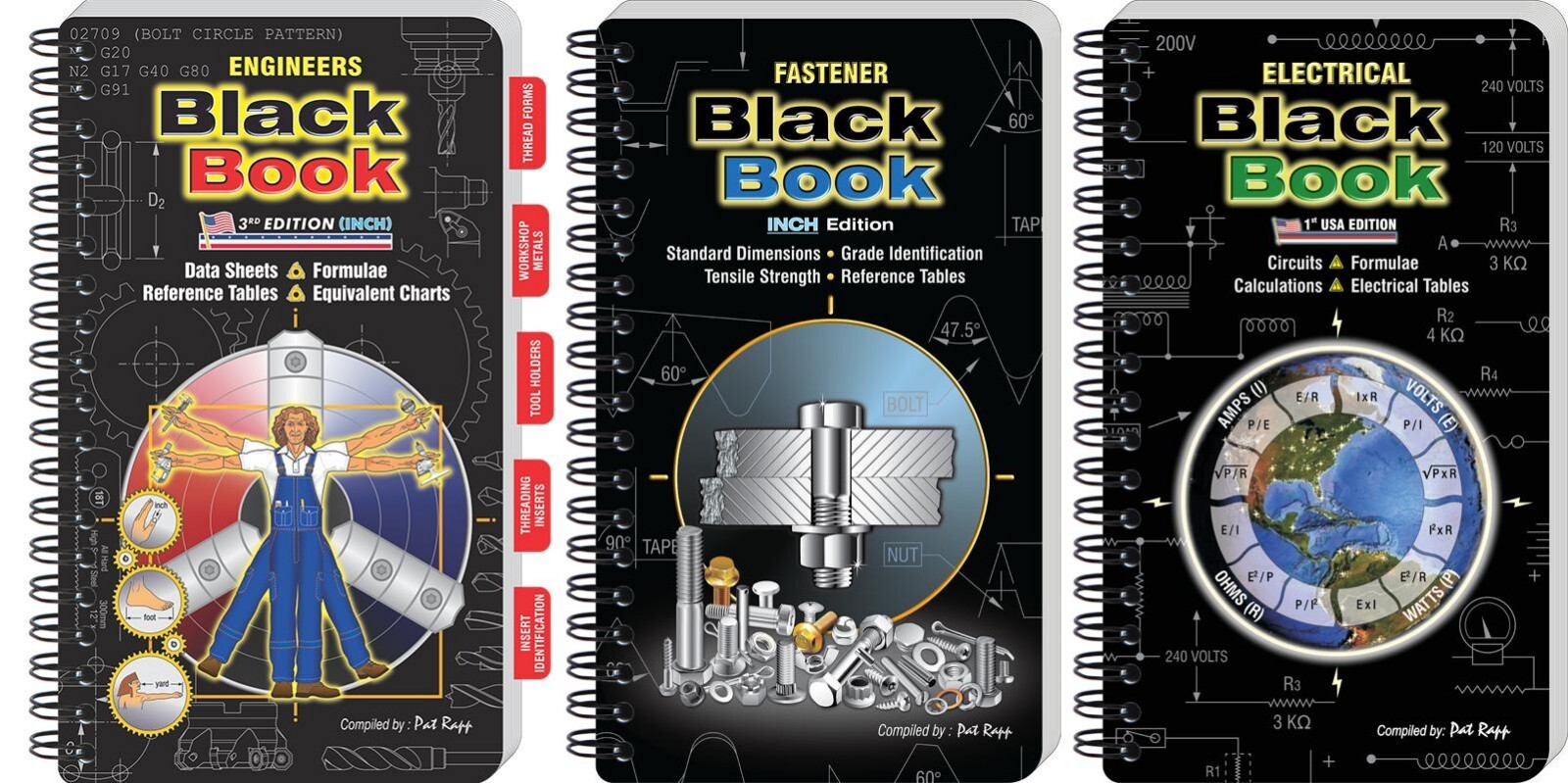 BLACK BOOK TRIO… ENGINEERS + FASTENERS + ELECTRICAL BOOKS (ENGINEERING)