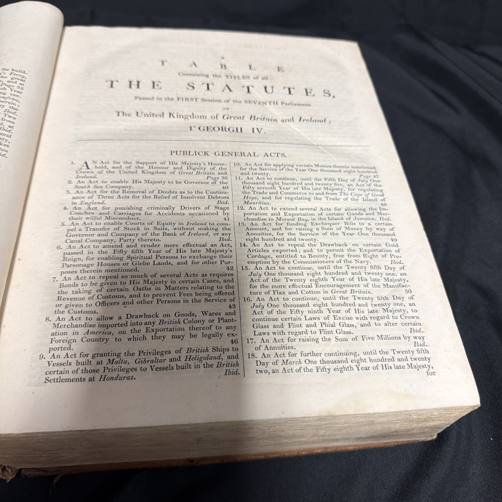 The Statutes United Kingdom George III-IV 1819-1822 Vol 8 huge Book – SKU (1911)