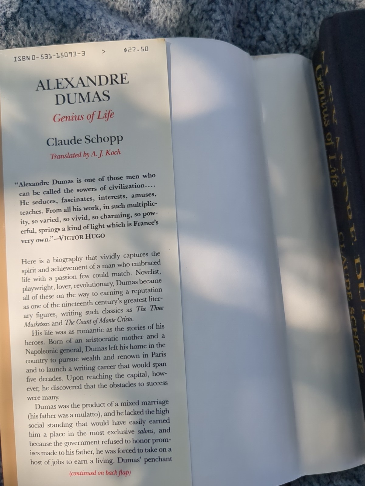 Alexandre Dumas: Genius of Life – Claude Schopp – HC/DJ – Really Good Copy