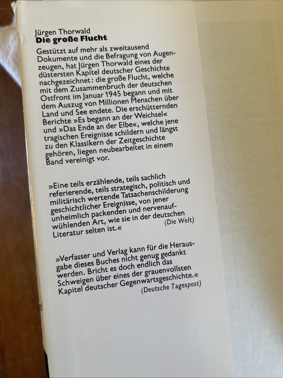 Die Grosse Flucht by Jurgen Thorwald German Hardcover 1979 512 Pages DJ