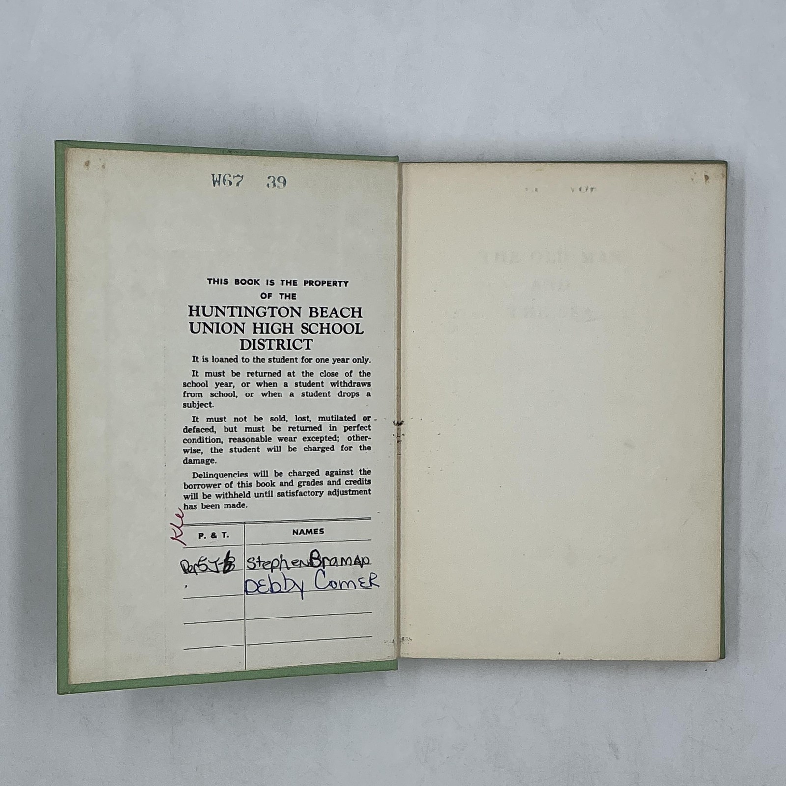 THE OLD MAN AND THE SEA Ernest Hemingway 1952 HC Charles Scribner’s Sons Green