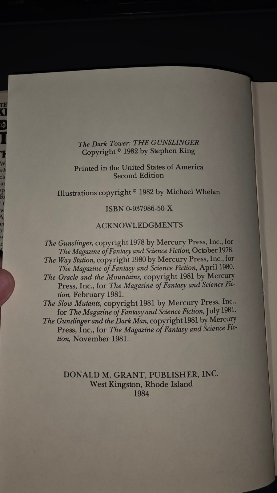 Stephen King THE GUNSLINGER Second Edition 1982 Donald M. Grant