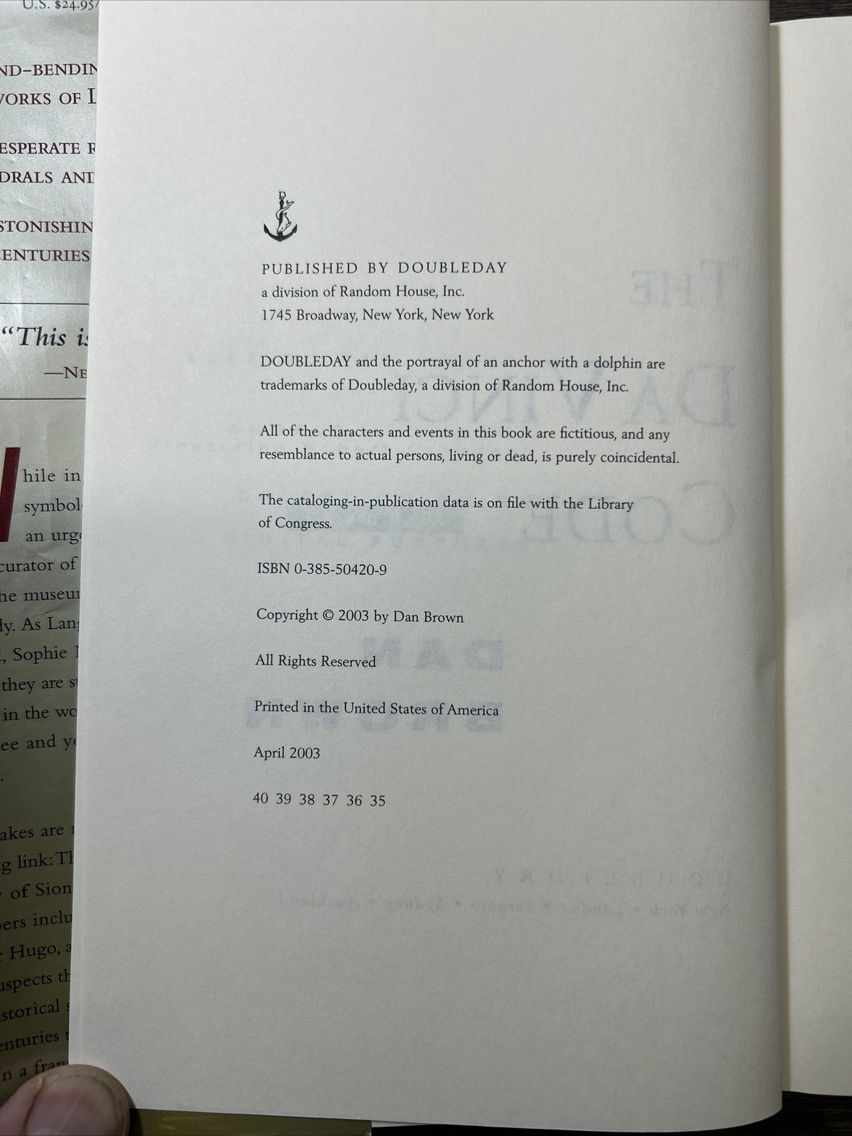 Robert Langdon Ser.: The Da Vinci Code : A Novel by Dan Brown (2003, Hardcover)