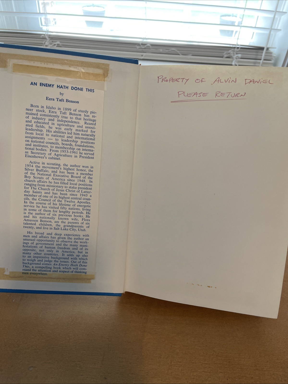 An Enemy Hath Done This Ezra Taft Benson 1969 1st Printing HC Parliament LDS