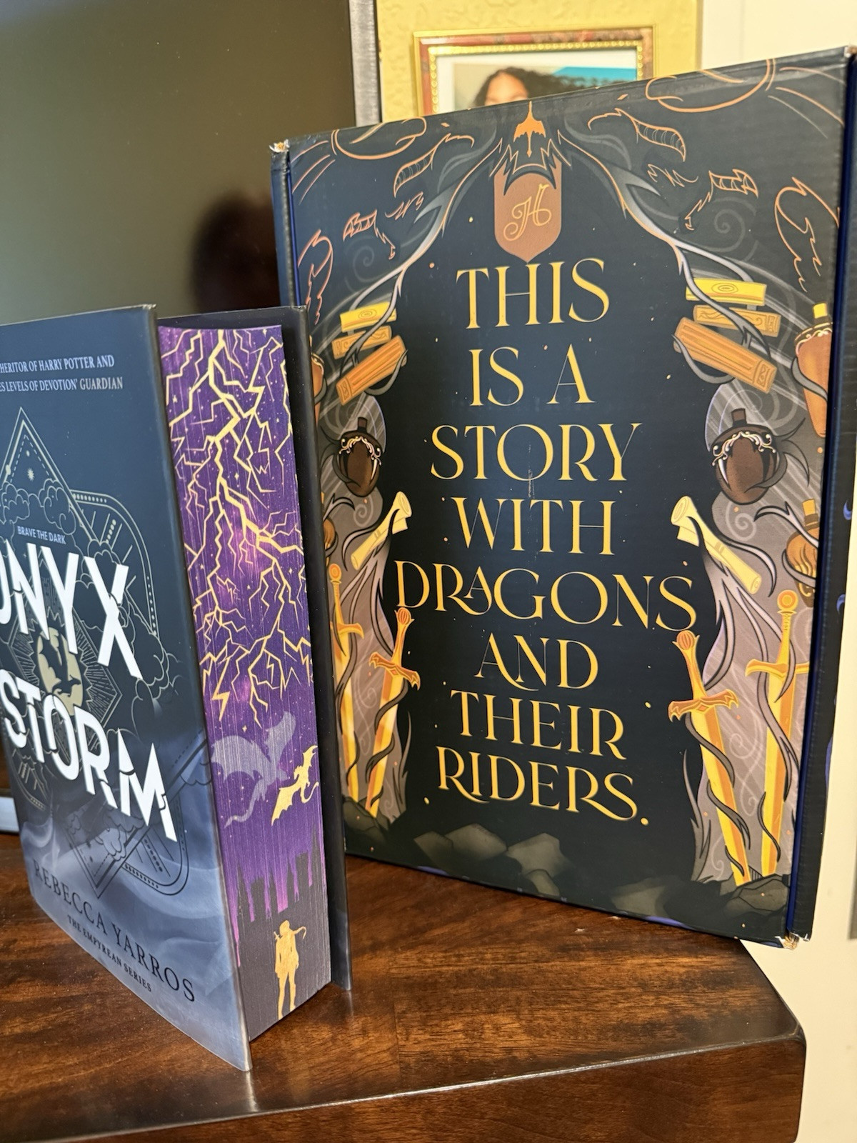 ONYX STORM CUSTOM PURPLE SPRAYED EDGES HEMINGWAY BOOKS WITH CUSTOM BOX