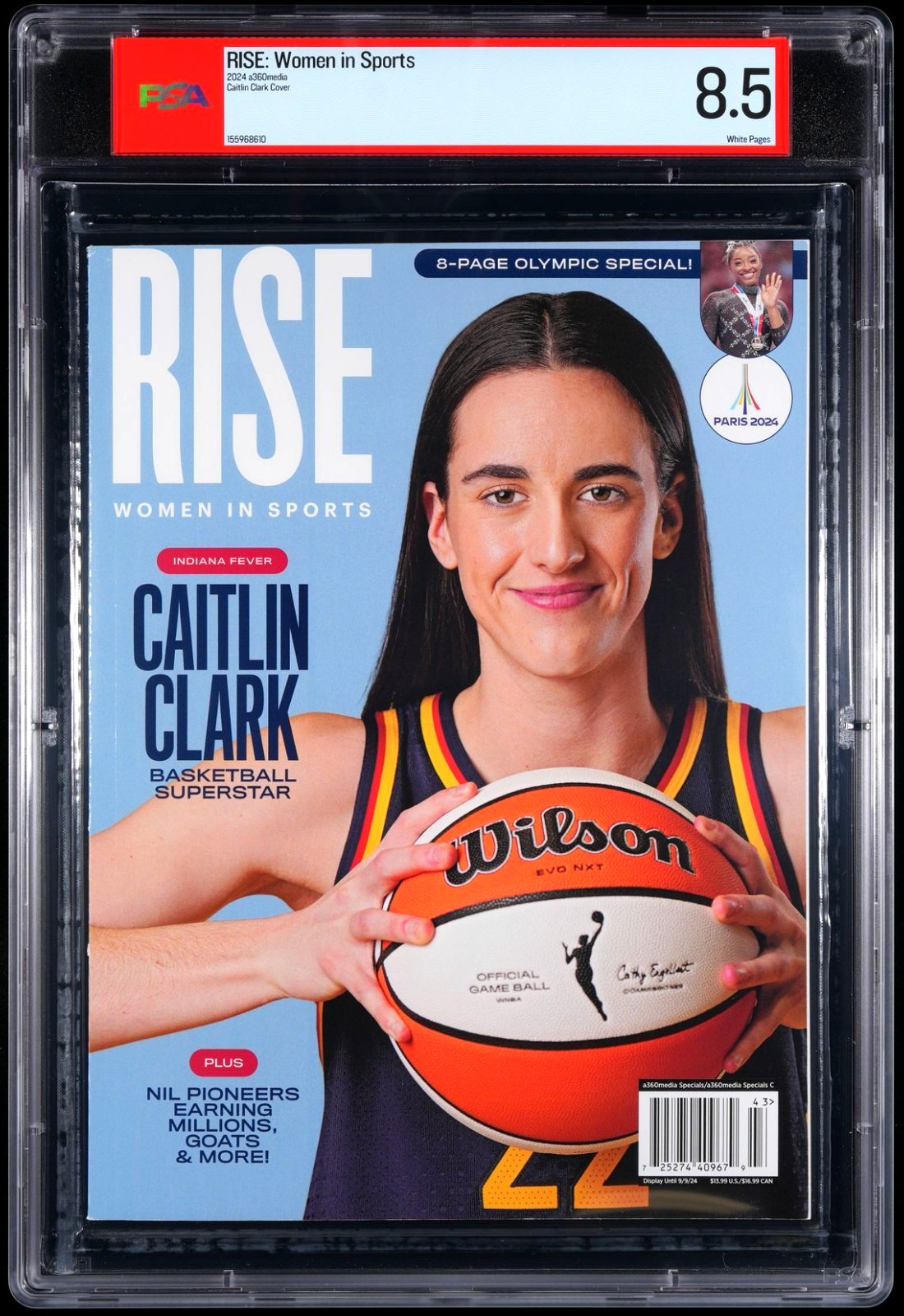 PSA 8.5 CAITLIN CLARK Indiana Fever – 2024 RISE Women In Sports Magazine RC