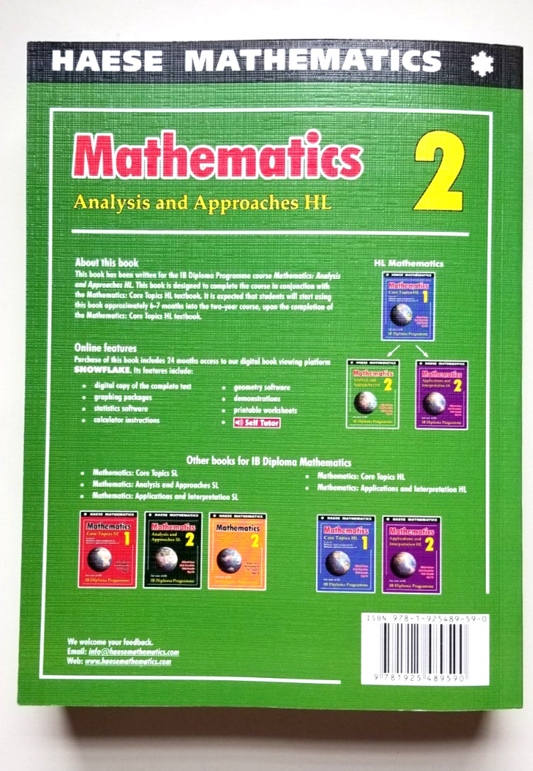 Haese IB Programme Mathematics Analysis & Approaches HL 2 Textbook 912 pages