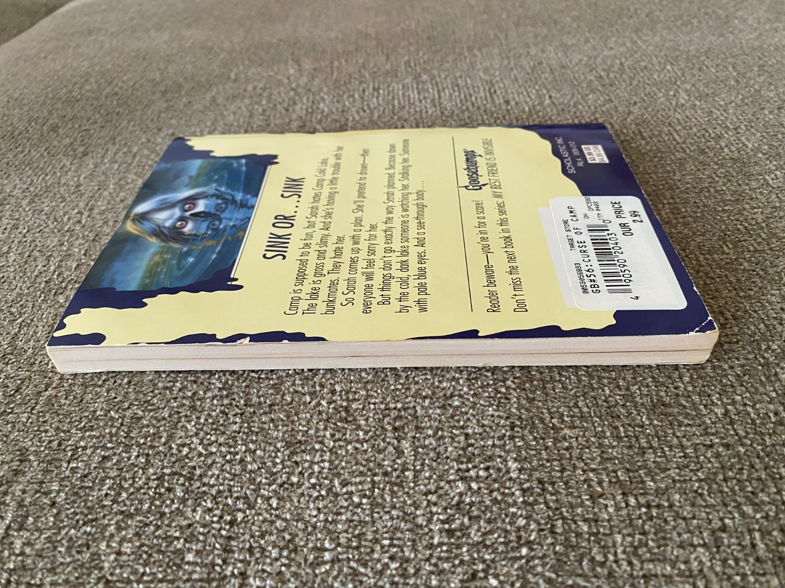 LN 1st print Goosebumps #56 The Curse of Camp Cold Lake w/att bookmark & cards