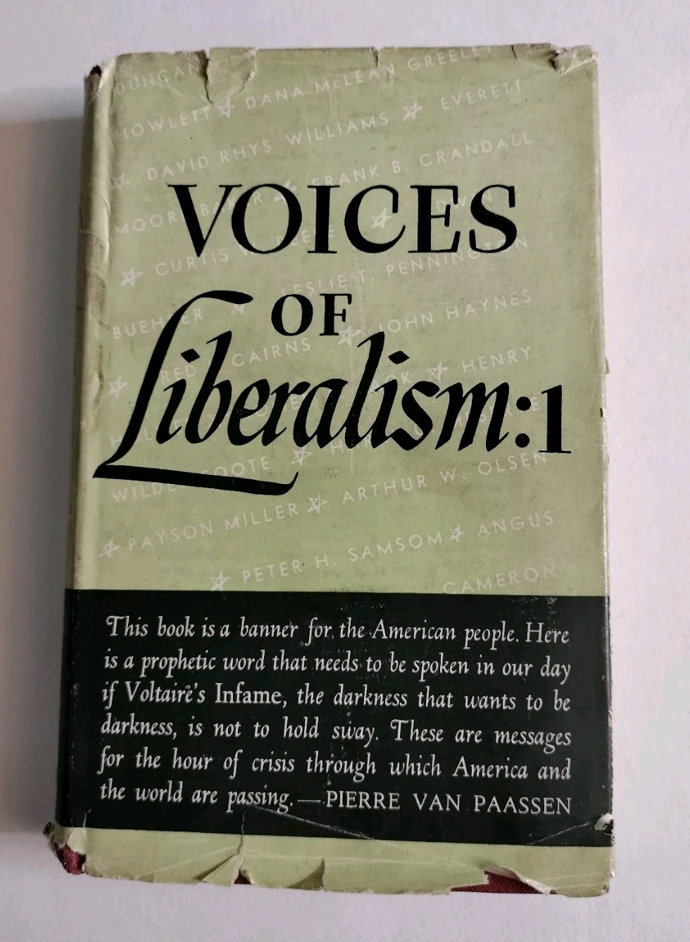 VOICES of LIBERALISM:1 – Beacon Press 1947 – Van Paassen – Vintage Religious HC