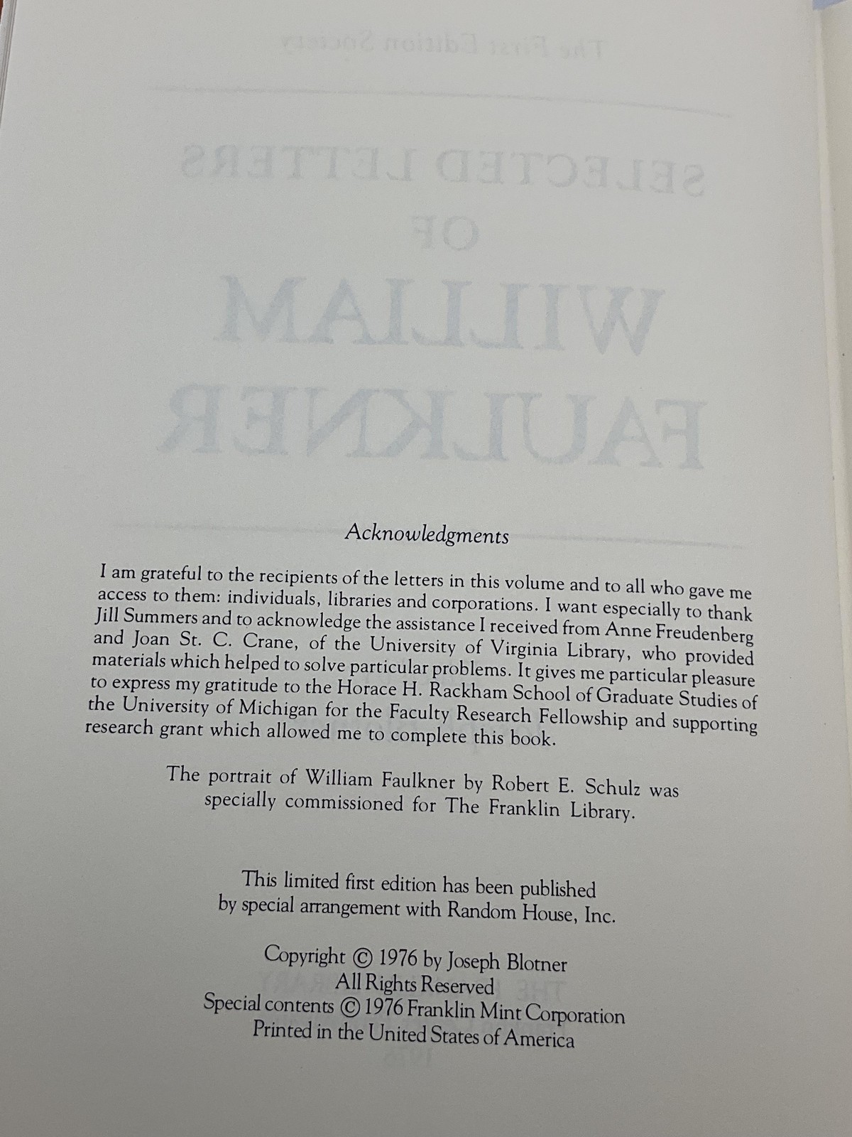 Selected Letters Of William Faulkner Franklin Library 1976 Leather Brown First e
