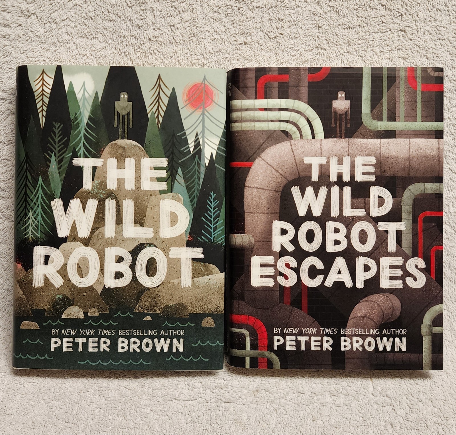 The Wild Robot by Peter Brown 2 Book Lot 1 and 2 Wild Robot Escapes HCDJ 1st Ed