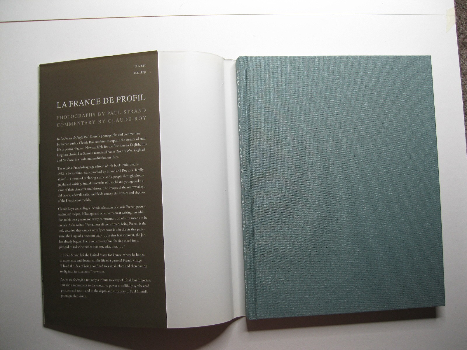La France de Profil Paul Strand Photography 2001 English HC DJ Like New