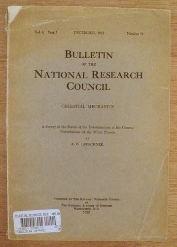 CELESTIAL MECHANICS A Survey of Asteroid Perturbations A. O. Leuschner 1922 NRC