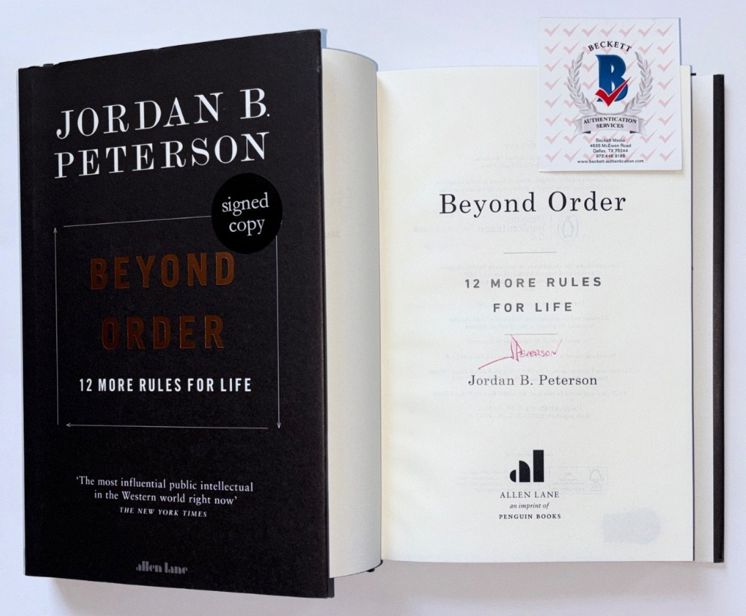 JORDAN B PETERSON SIGNED BEYOND ORDER 1ST HC BOOK 12 MORE RULES FOR LIFE BAS