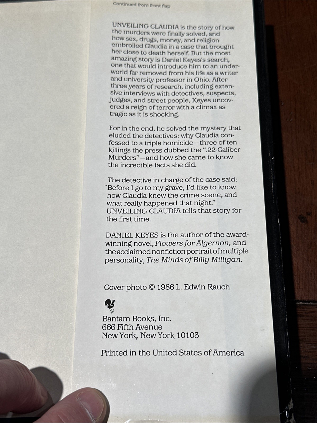 Unveiling Claudia By Daniel Keyes HC DJ 1st Edition 1986 B-111325