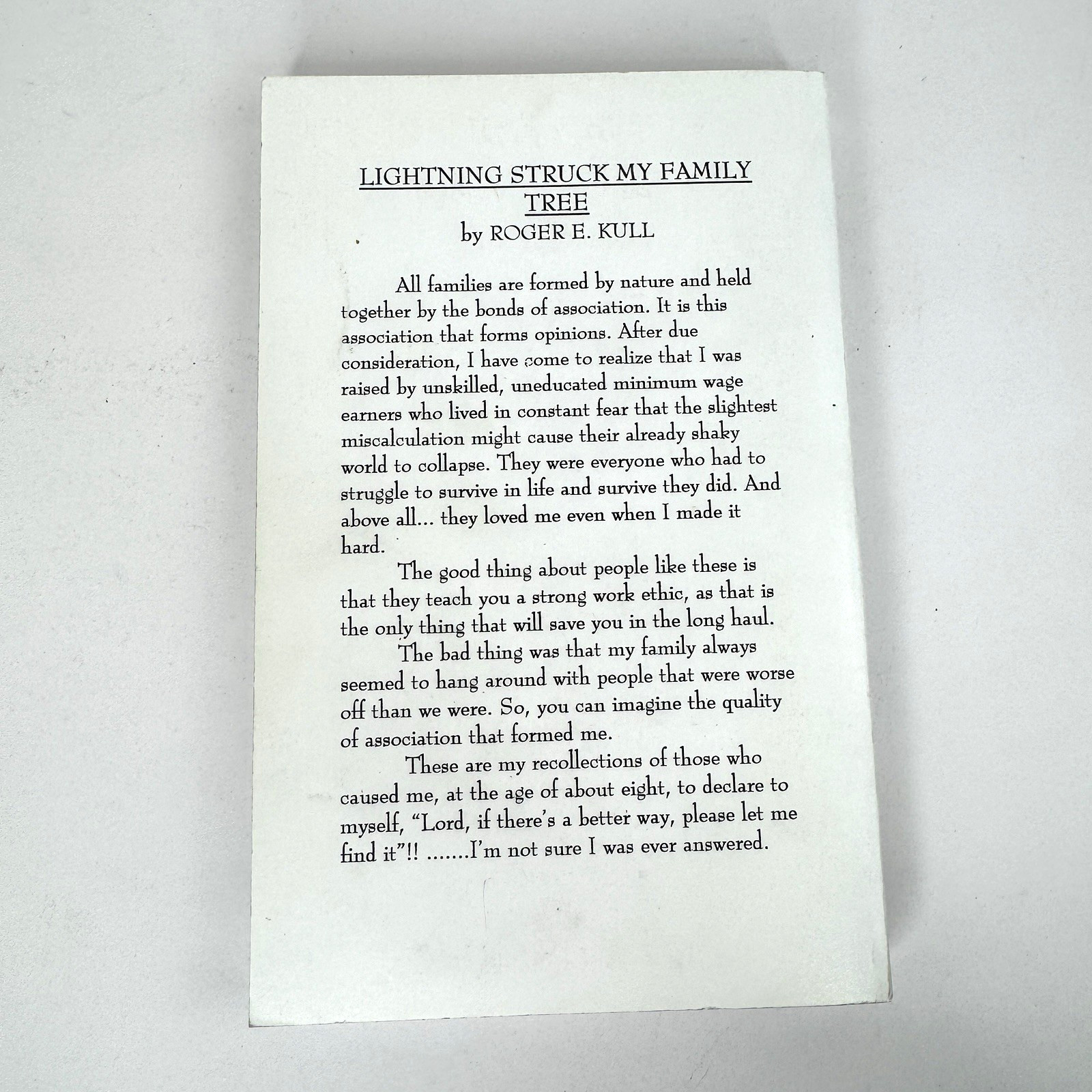 Lightning Struck My Family Tree by Roger Kull Signed 1st Edition 2002