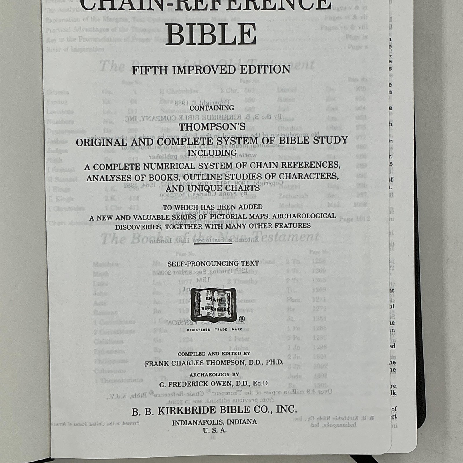 The Thompson Chain-Reference Bible KJV Large Print Fifth 2005 Black Leather