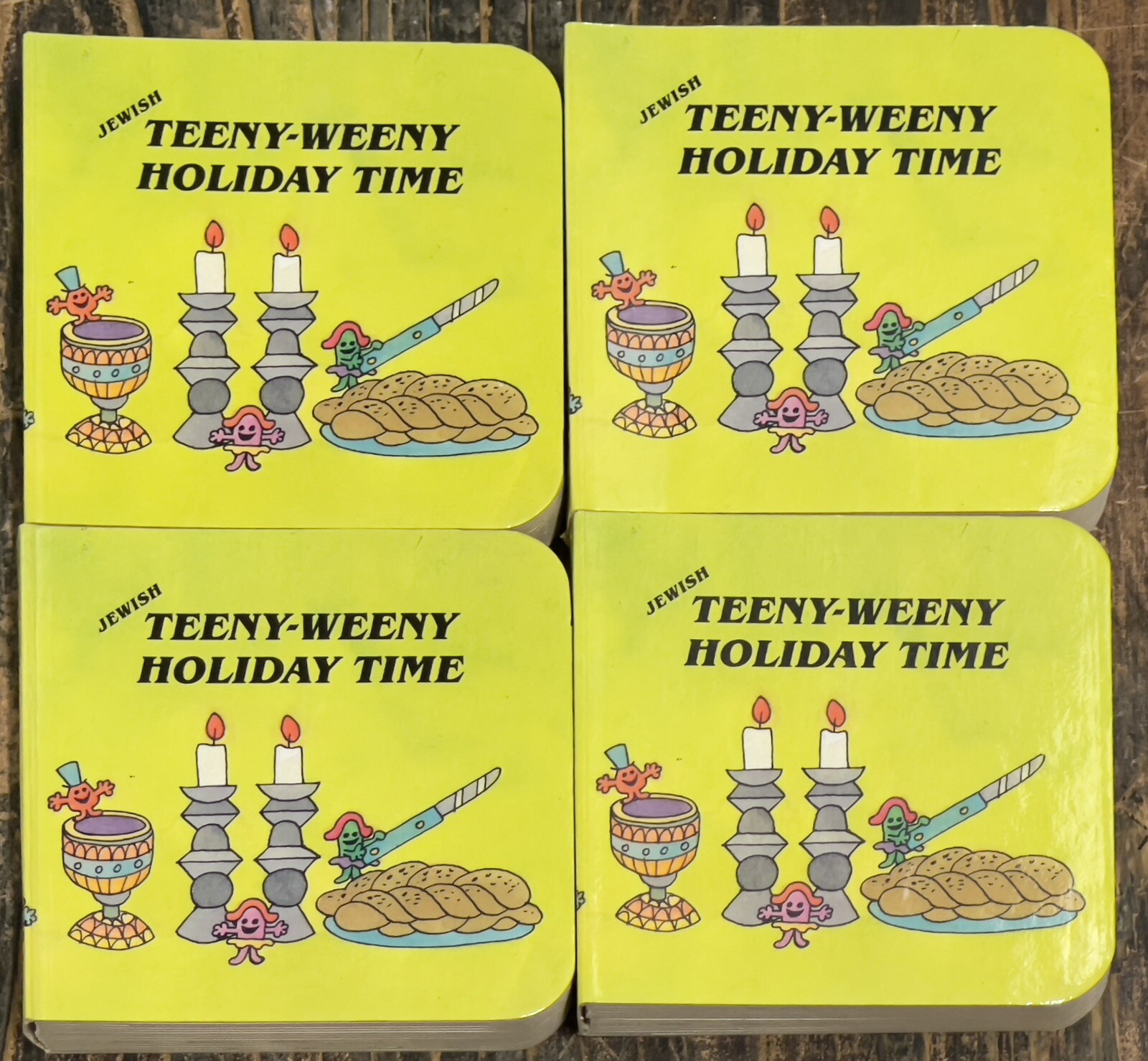 Lot of 4 Vintage Jewish Teeny-Weeny Holiday Time Gift Mini Book 1986 90mmx90mm