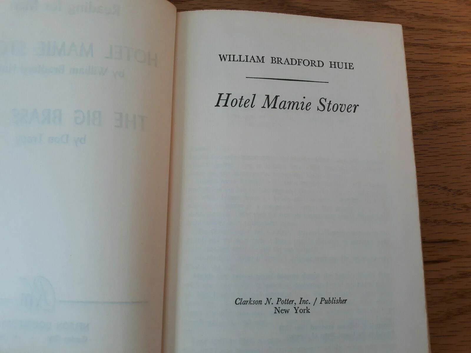 Hotel Mamie Stover William Bradford Huie Hardcover 1963 Clarkson N Potter