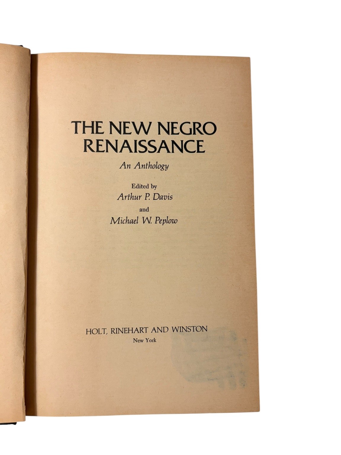 The New Negro Renaissance Anthology Davis Peplow 1975 Hardcover Holt Rinehart