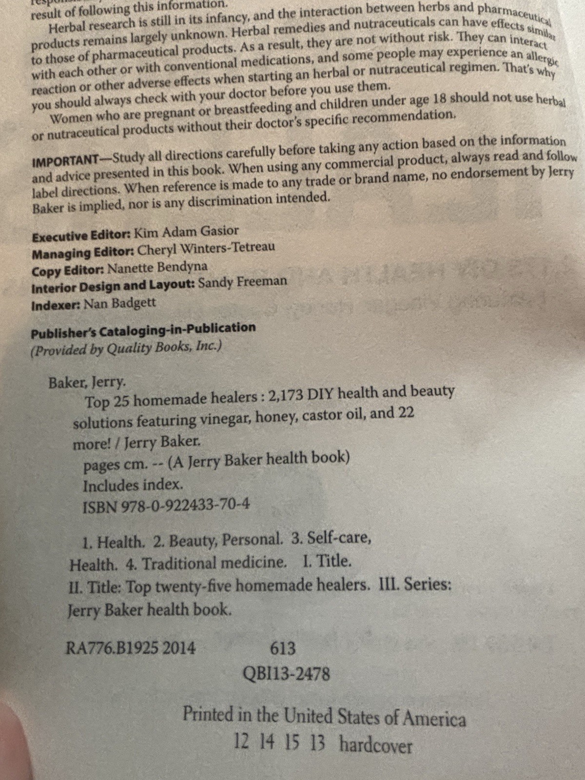 Top 25 Homemade Healers 2,173 DIY Health and Beauty Solutions 9780922433704 DYI