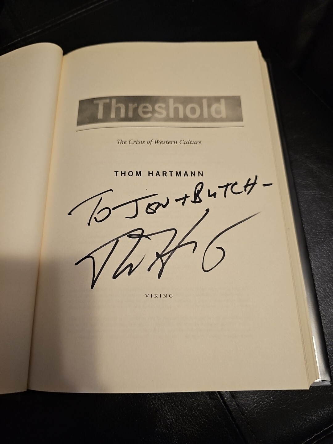 Threshold The Crisis Of Western Culture Signed 2009 Hardcover 1st Edition