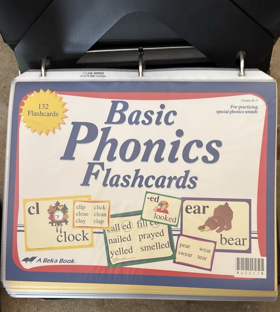 ABEKA Basic Phonics Flashcards Homeschool Curriculum, Loose Leaf In Binder, K-3