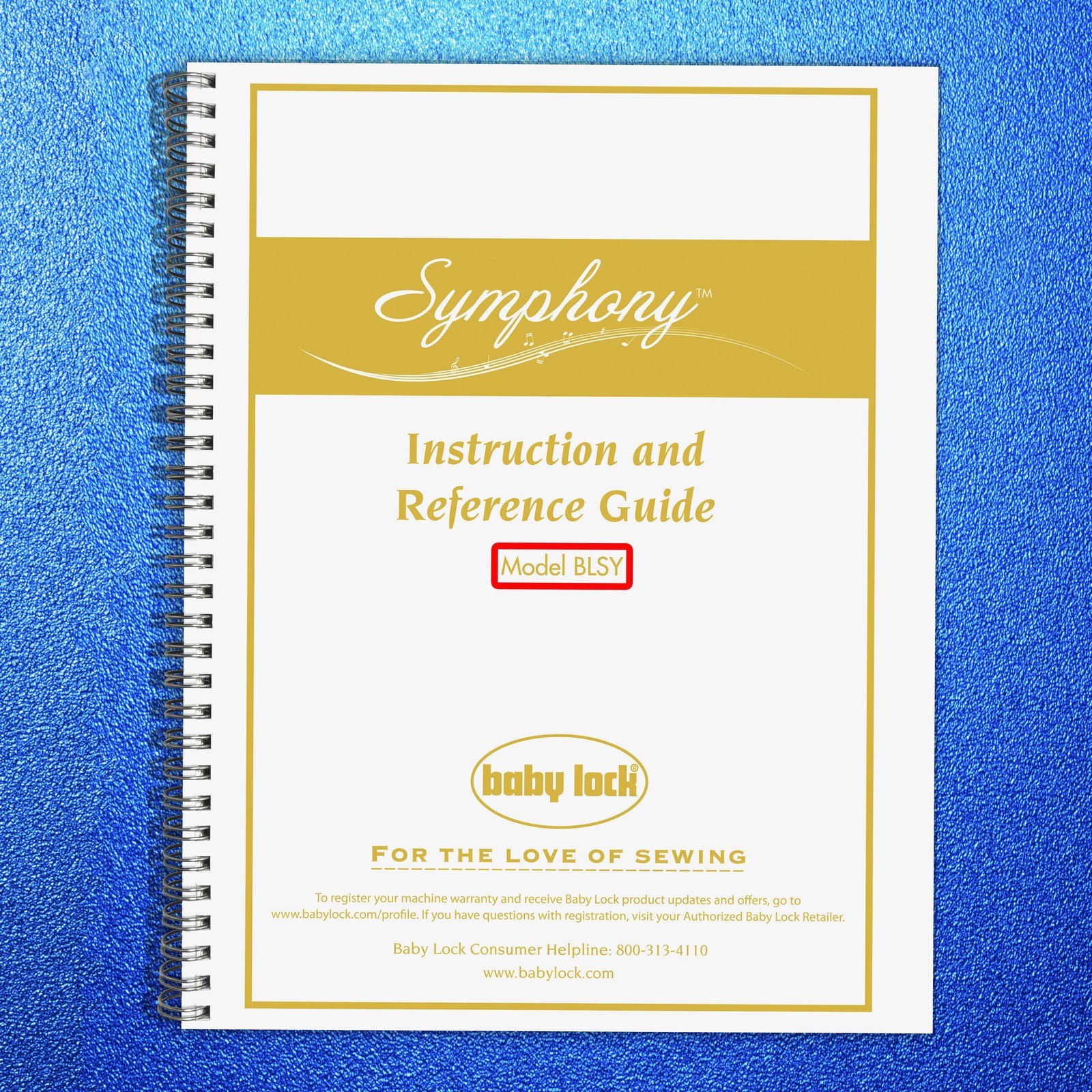 BABY LOCK Symphony BLSY Sewing Machine Instruction Manual – SPIRAL BIND – COVERS