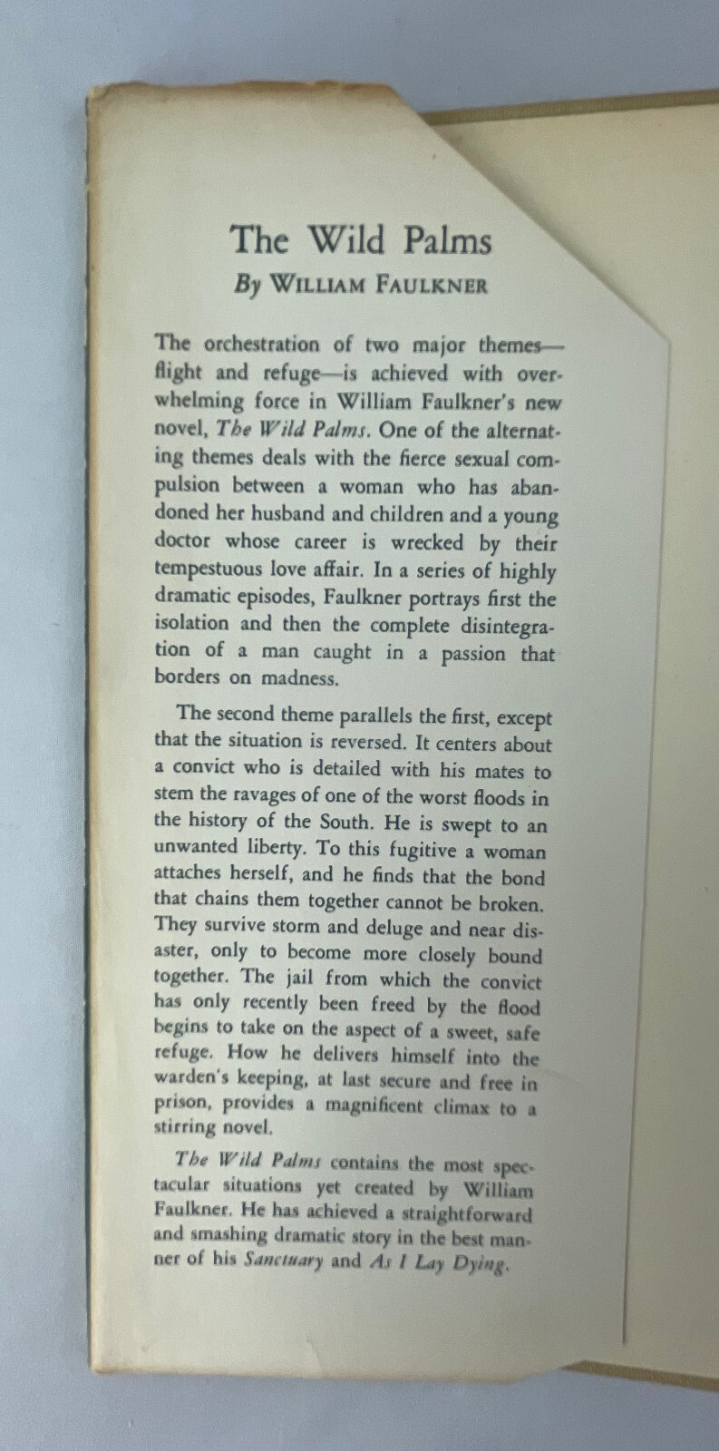 The Wild Palms, William Faulkner, 1939, 1st Ed. 1st Printing, HCDJ, VG-/G