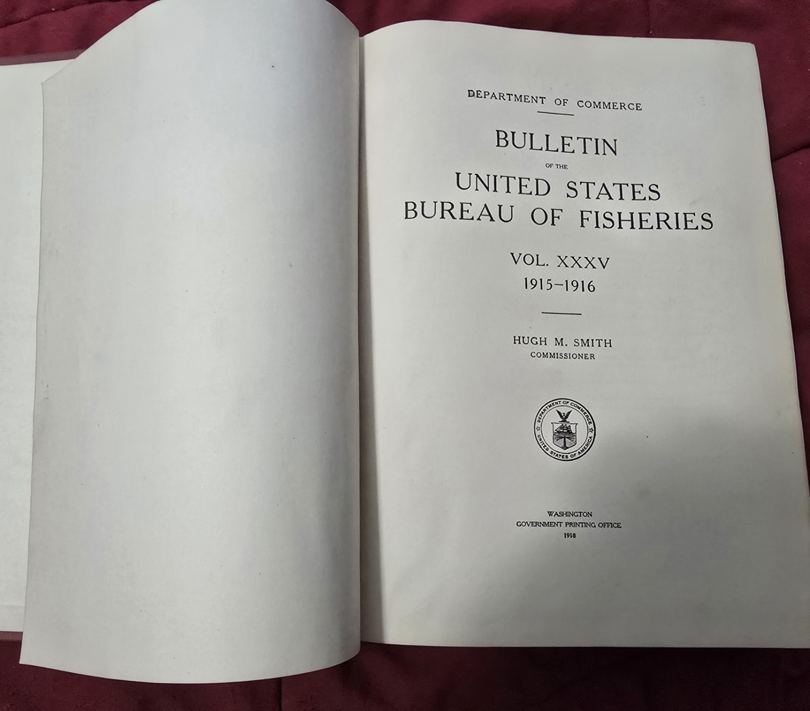 1915-16 “U.S. Bureau of Fisheries Vol. XXXV” Hardback Book 600Pages! VERY Cool