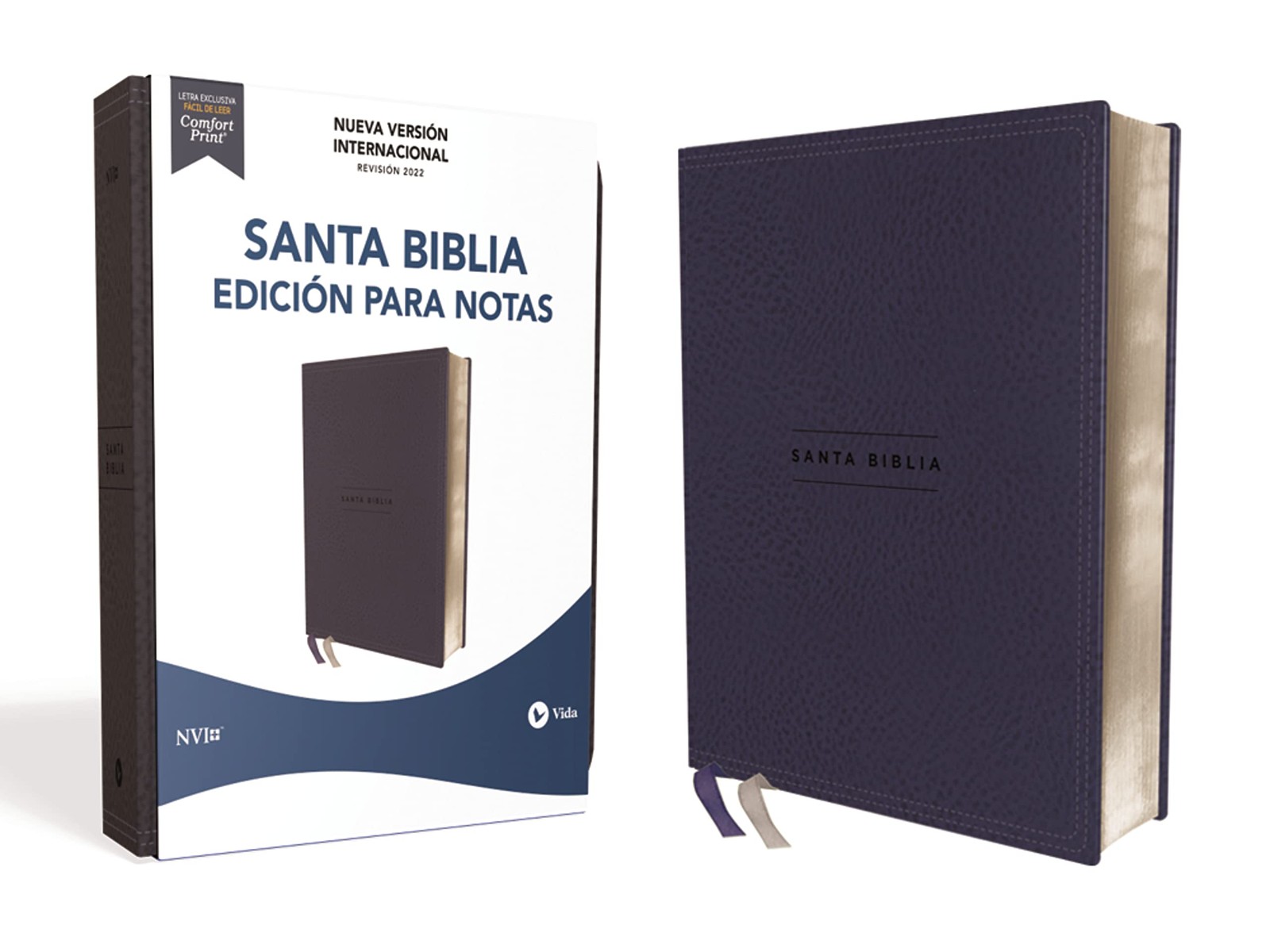NVI, Santa Biblia, Revisión 2022, Edición para notas, Leathersoft, Azul ma…