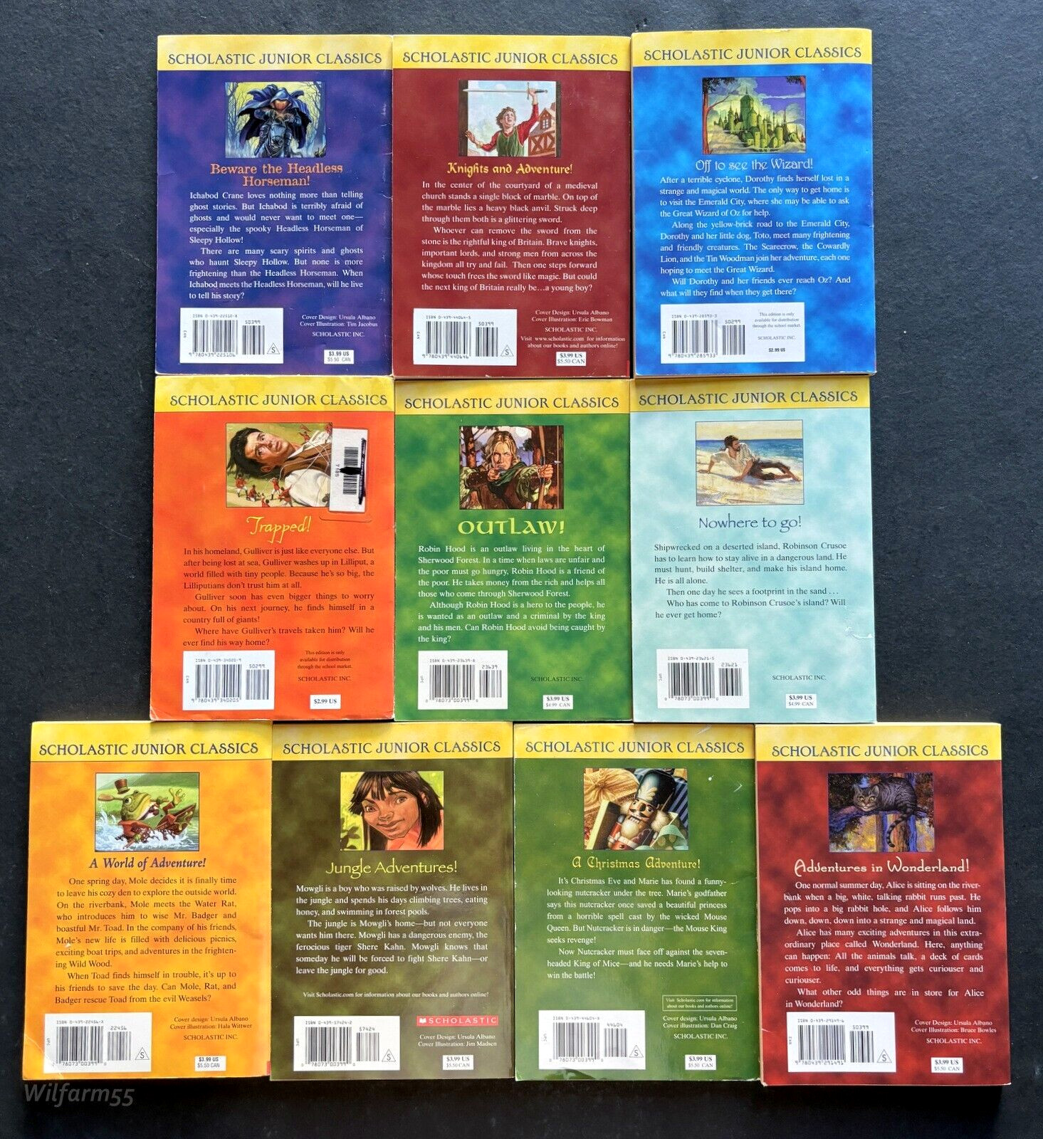10 Lot Scholastic Junior Classics Ages 8-12 RL 3rd-4th pb