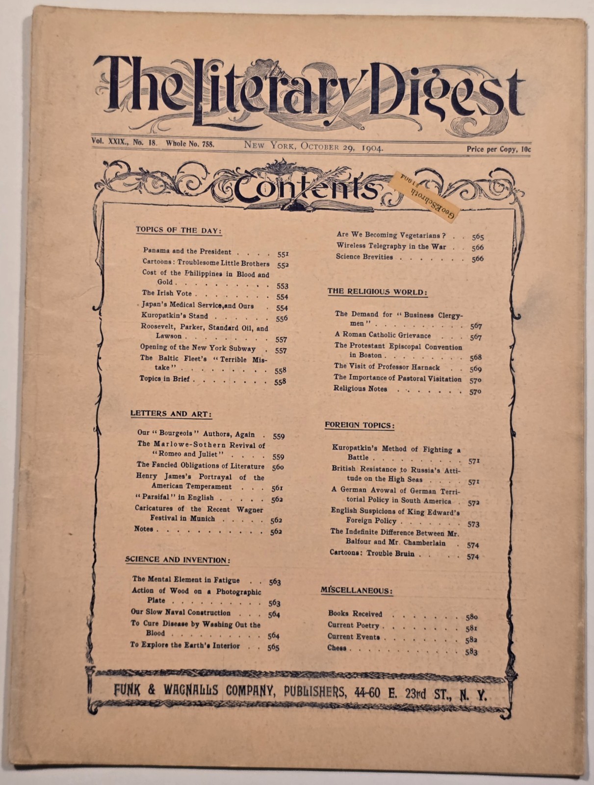 1904 NYC SUBWAY OPENING ISSUE Literary Digest Oct 29 Original Antique