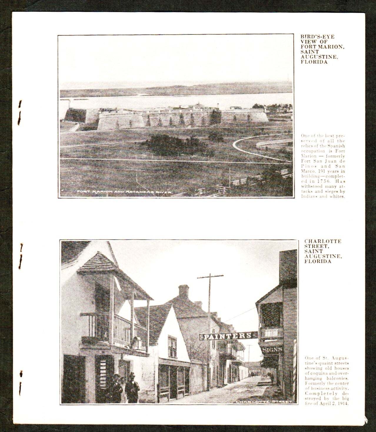 Post Card Guide [6] History Old Saint Augustine Florida 1912 40 pages text