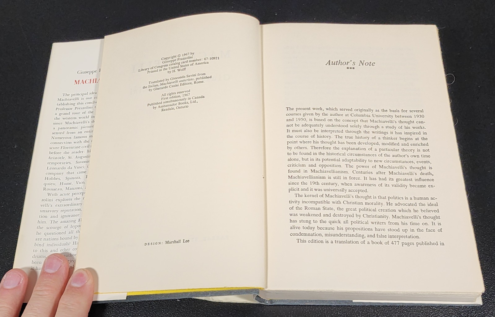 Machiavelli 1967 1st Edition Giuseppe Prezzolini HC DJ Farrar Straus Giroux