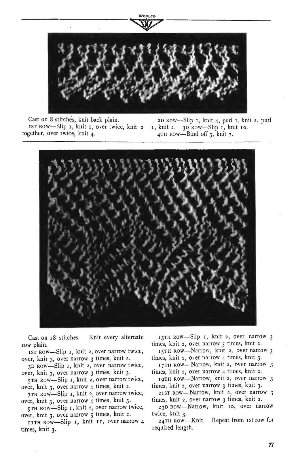 1916 Woolco Knitting & Crocheting Manual 80 Pages