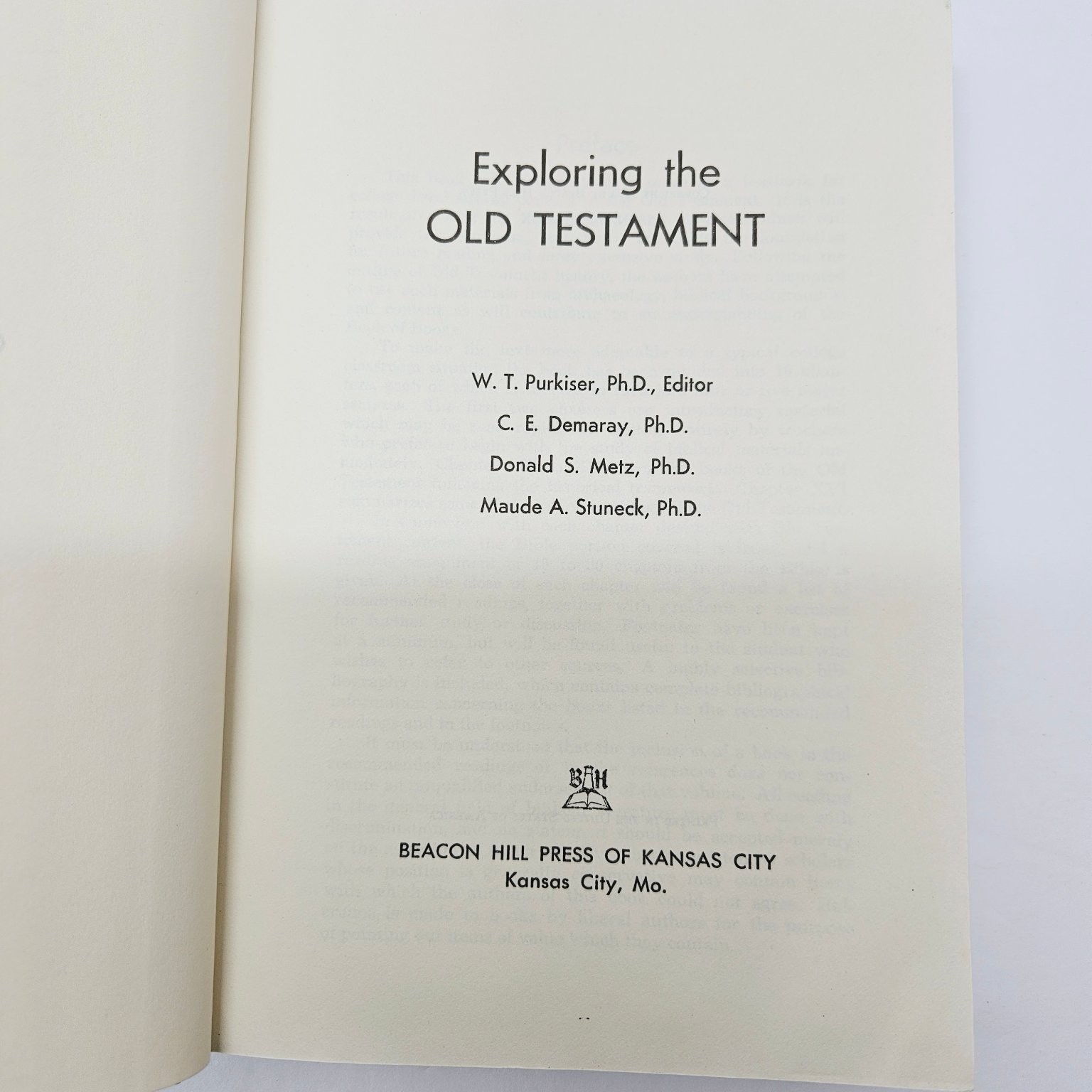 Vintage 1955 Exploring the Old Testament Purkiser Bible Beacon Hill Press HC