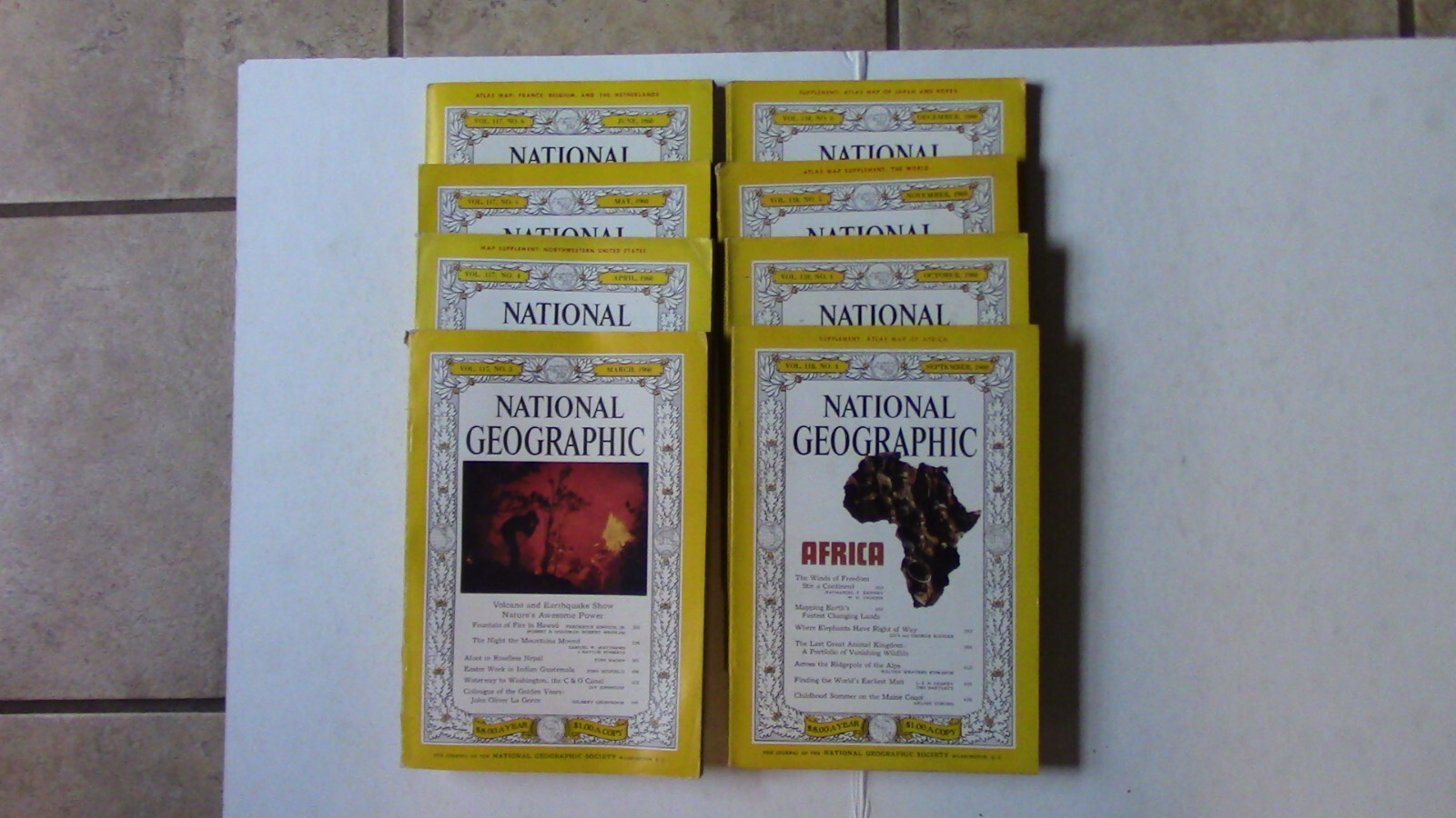 National Geographic 1960 Pick 1: March May June Sept October Nov December