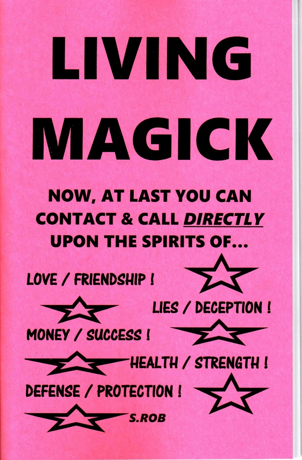 LIVING MAGICK book by S. Rob Witchcraft, White Magic, Emotional, occult, hoodoo