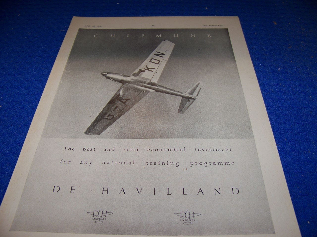 1948: DE HAVILLAND CHIPMUNK “THE BEST AND MOST…” 1-PAGE SALES AD..(326SS)