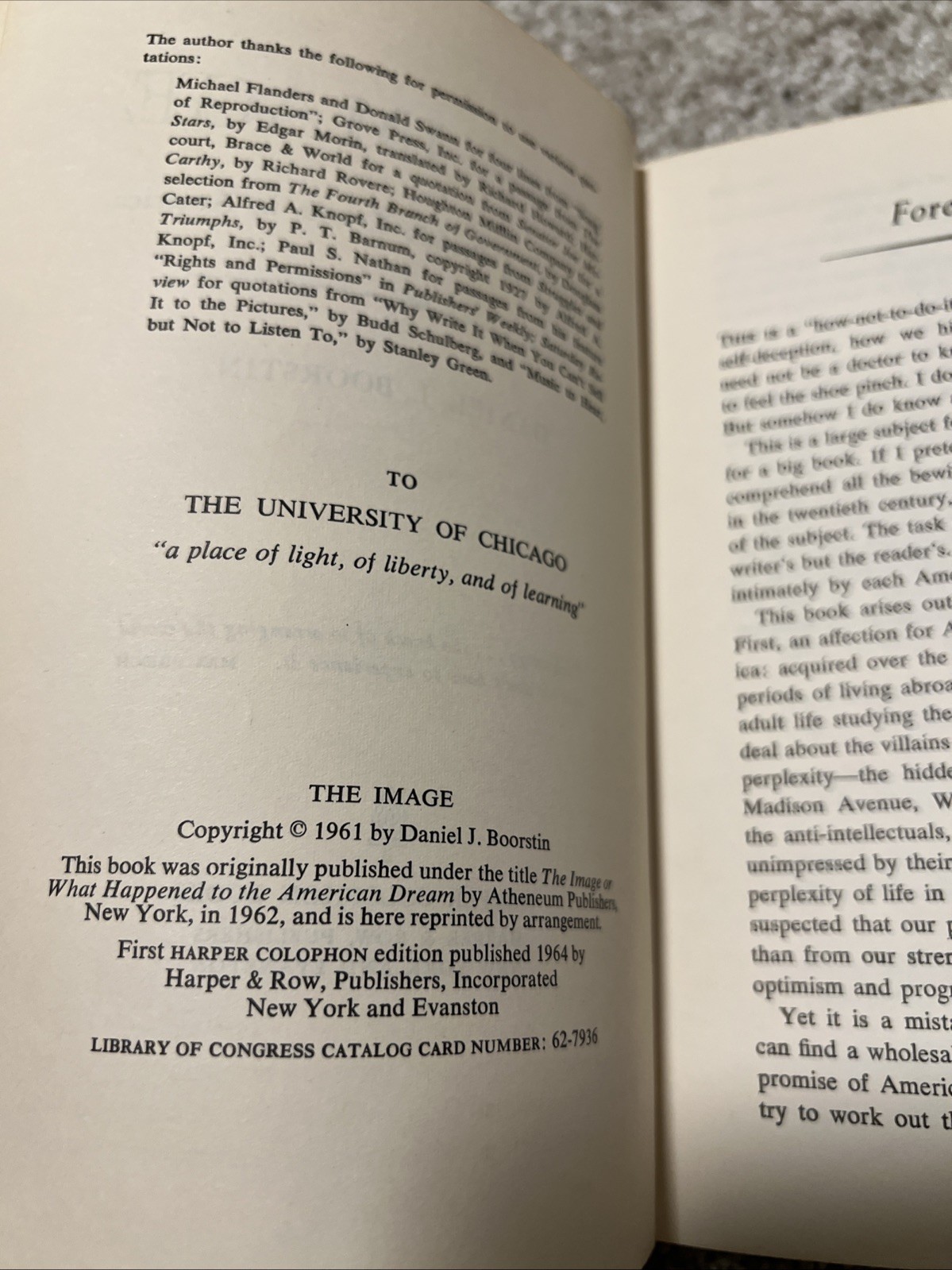 The Image by Daniel J. Boorstin PB First Thus Very Good 1964