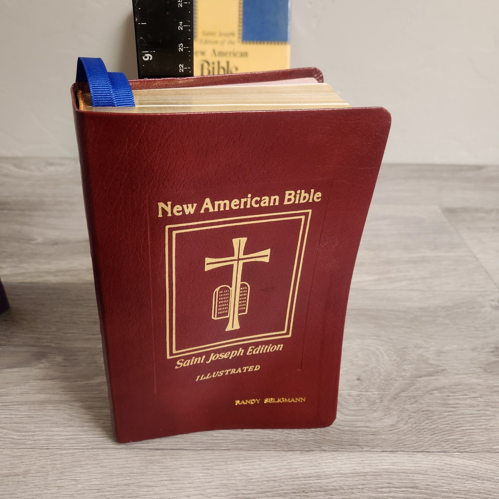 Vintage Saint Joseph New American Bible Red Leather Illustrated Gold Edges Catho