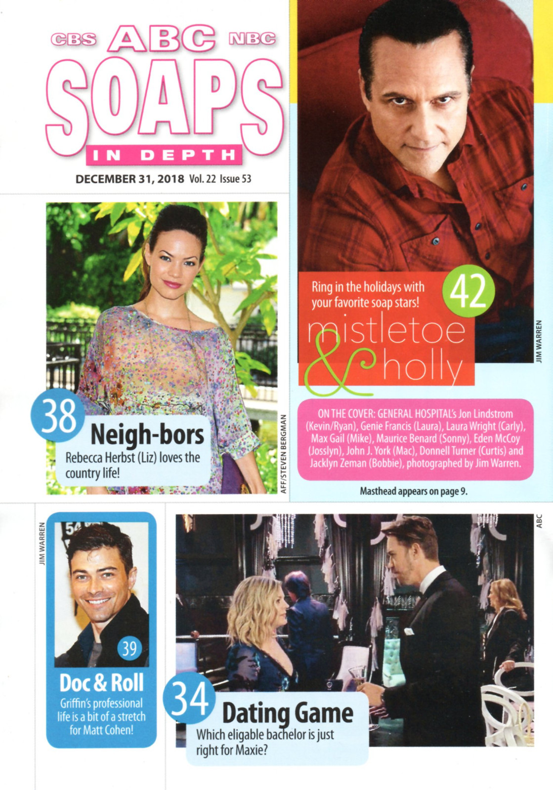 ABC Soaps In Depth Magazine December 31 2018 Genie Francis Kirsten Storms