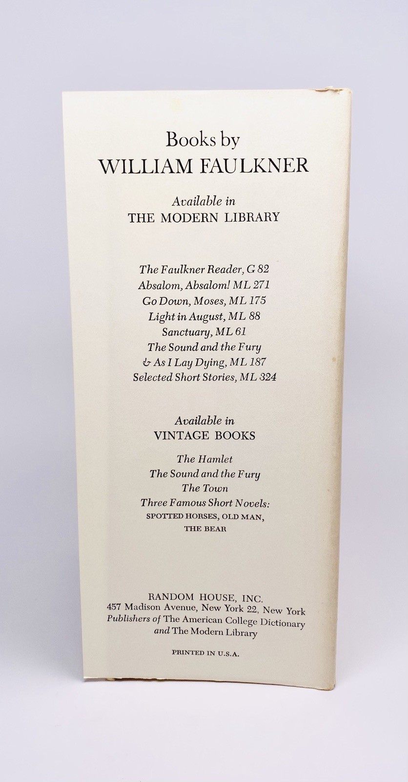 William FAULKNER, KNIGHT’S GAMBIT, 1ST EDITION, 1949, HC, Dust Jacket in MYLAR